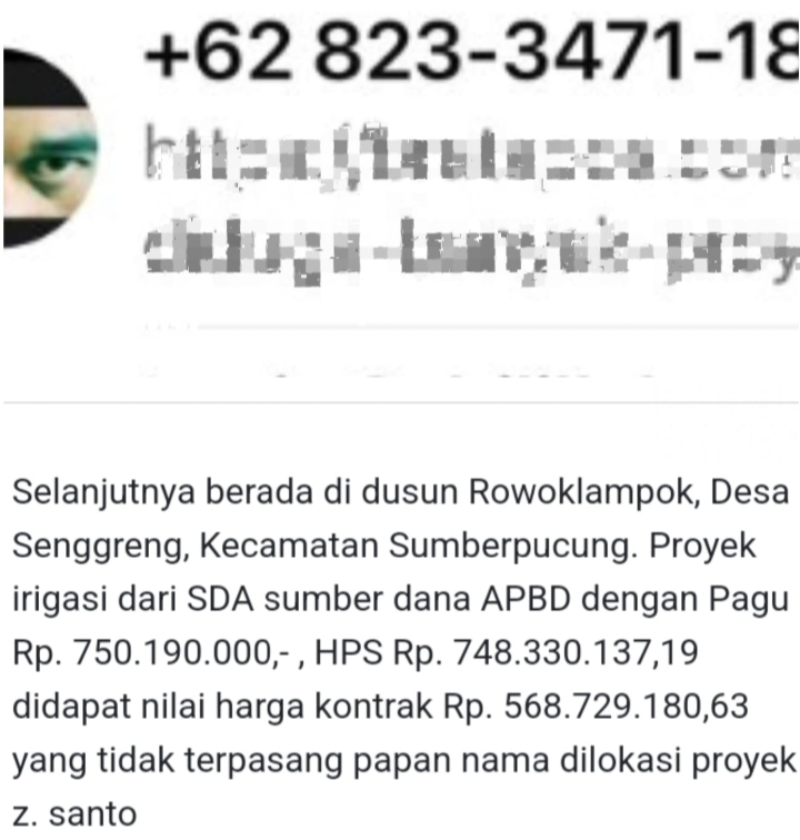 Tudingan Proyek Siluman di Desa Senggreng, Begini Tanggapan Kadis PU SDA Kabupaten Malang